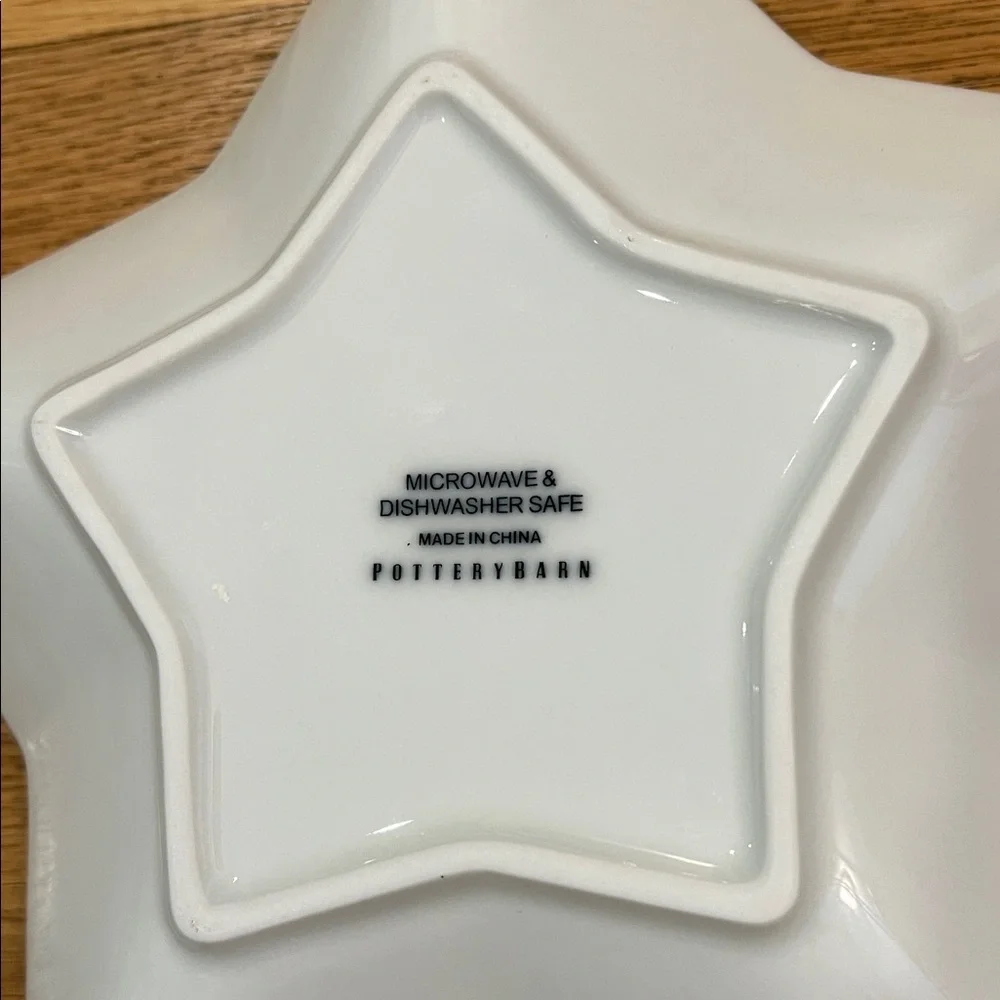 Pottery Barn White Star-Shaped Ceramic Bowl, 10”No Chips or Cracks